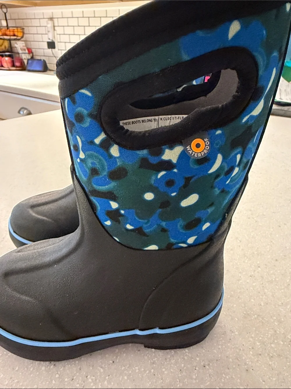 Bogs Kids Blue Camo Pull-On Boots with Black Lower